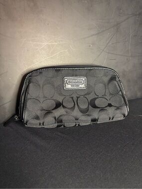 Vintage Coach Black Signature Canvas Toiletry Pouch